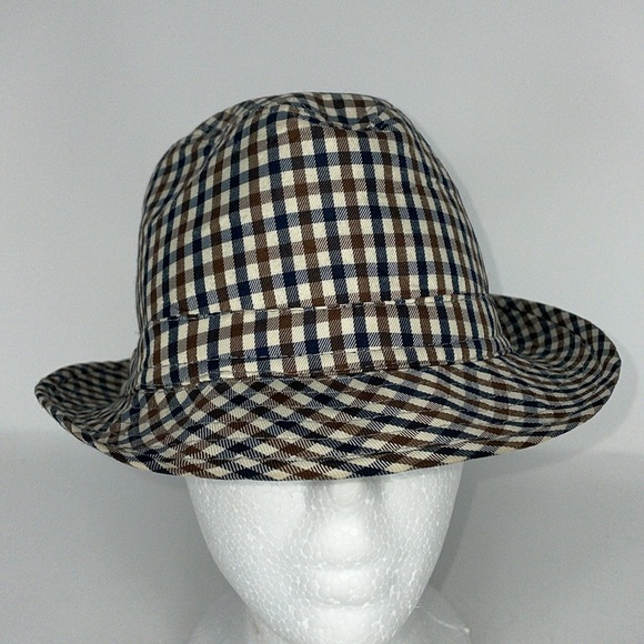 Men’s Pendleton Navy Blue, Brown and Creamy White Houndstooth Fedora Hat - Picture 2 of 11